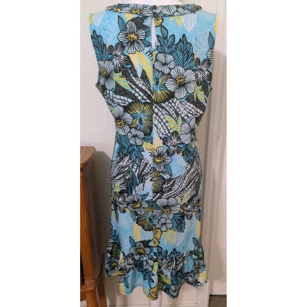 NY Collection Women's Sleeveless Teal & Black Dress. Size M - Picture 6 of 8